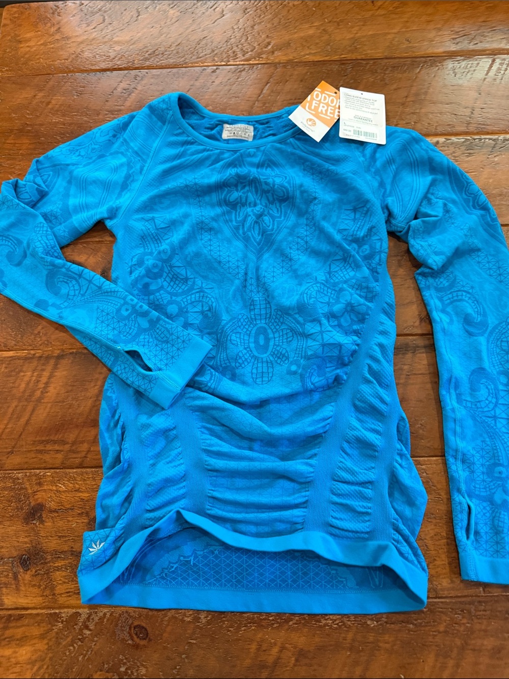 Athleta Teal-Blue Long Sleeve Seamless Performance Top
